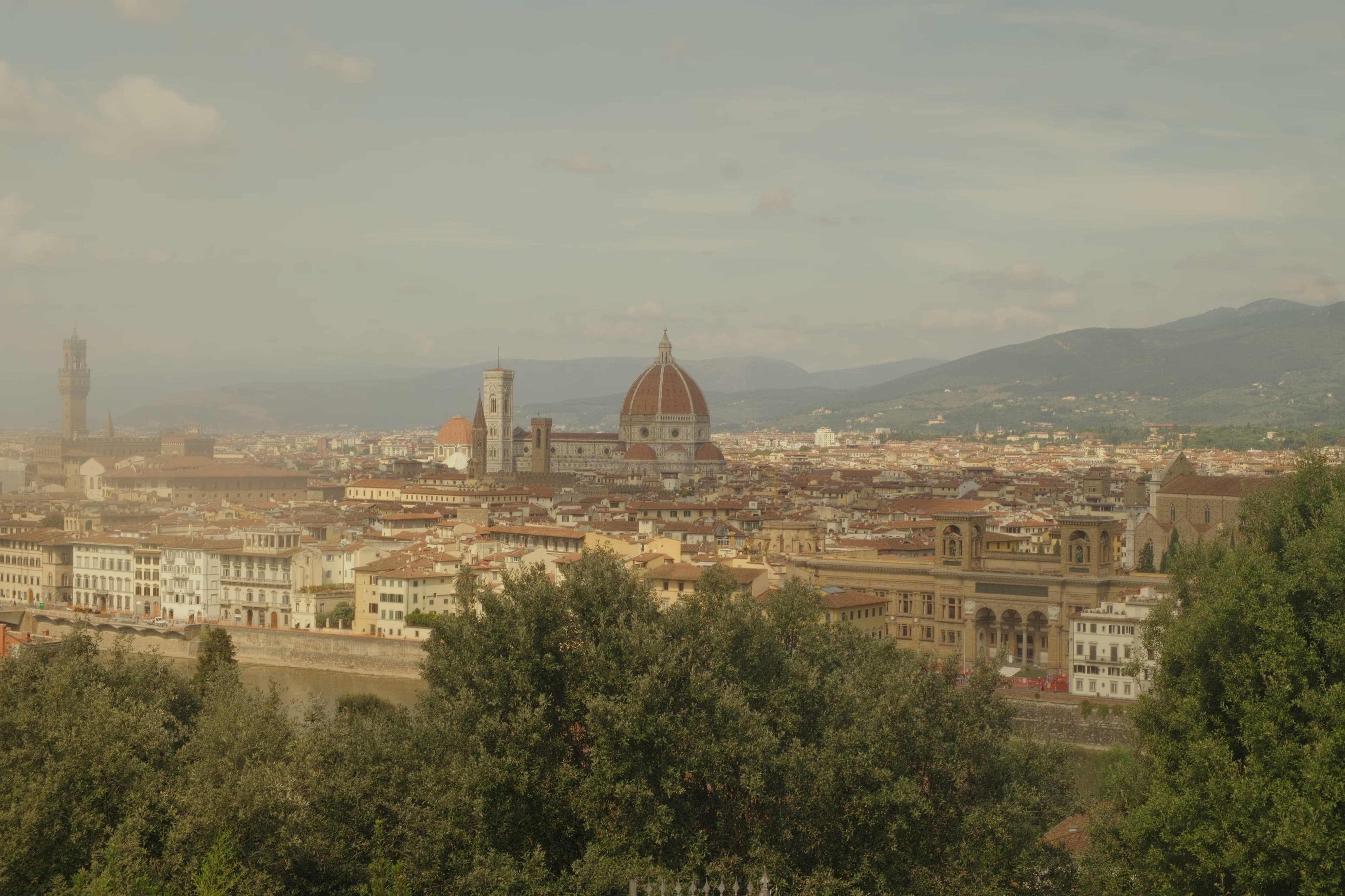 Florence skyline with the Duomo and Palazzo Vecchio from Piazzale Michelangelo.