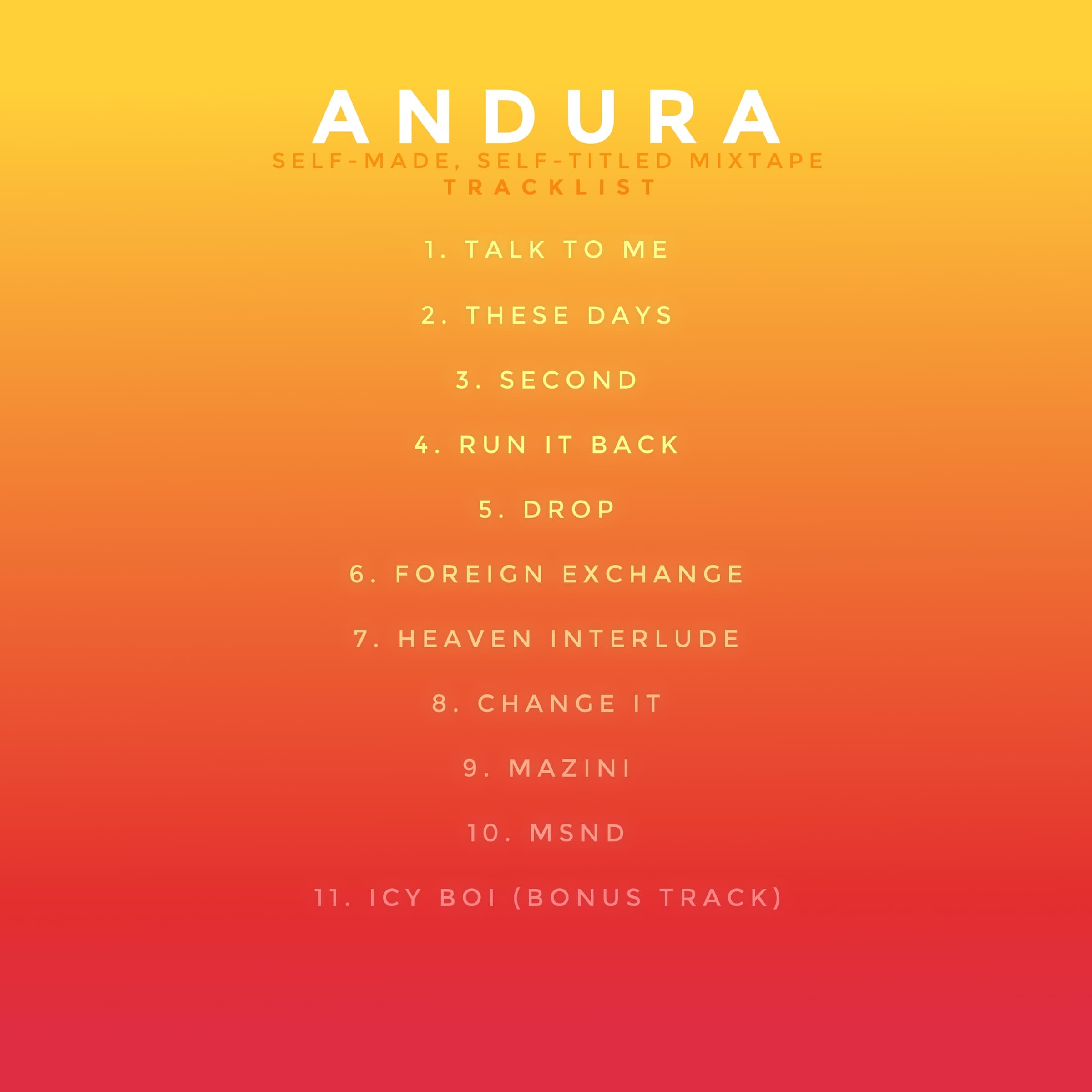 ANDURA mixtape tracklist promo