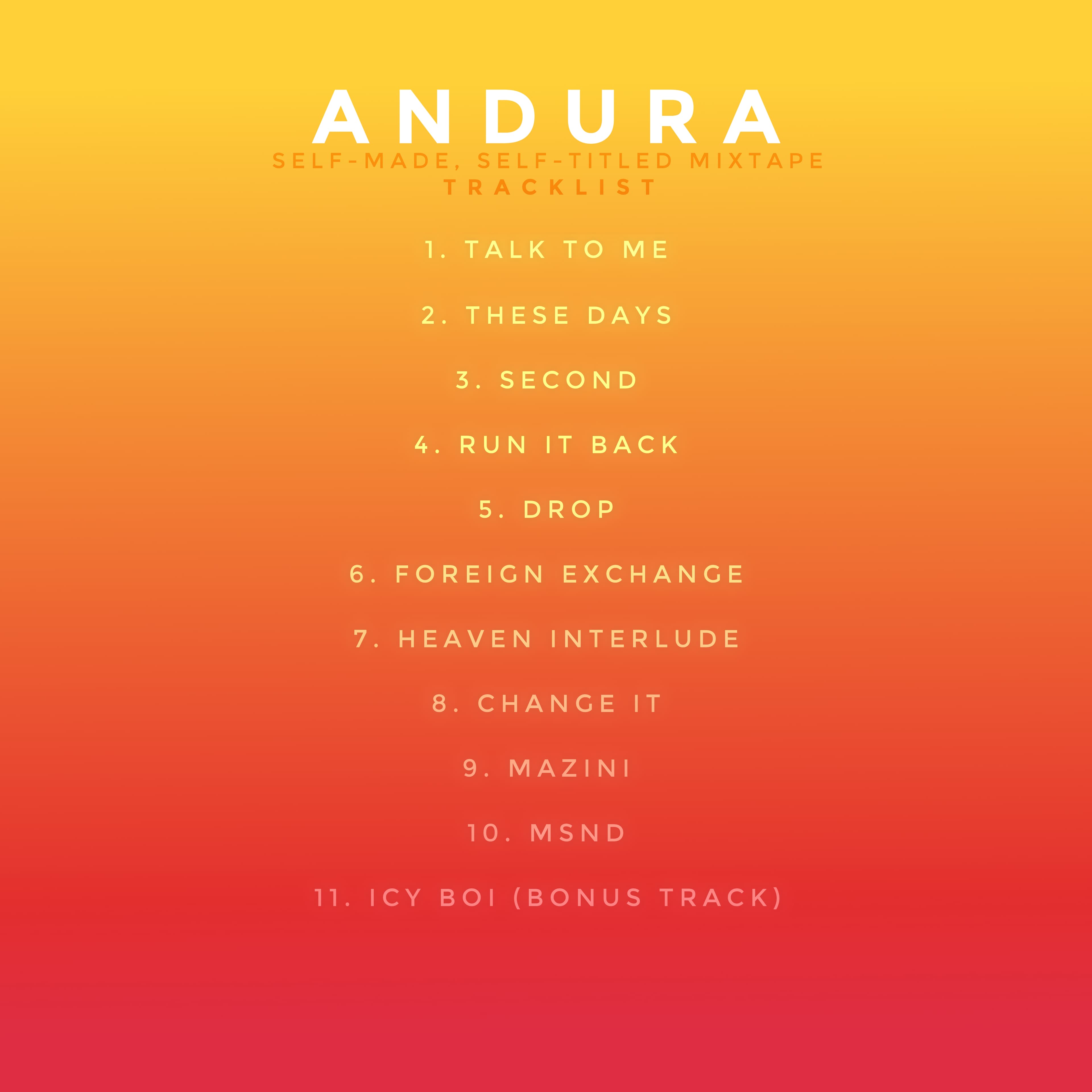 ANDURA mixtape tracklist promo