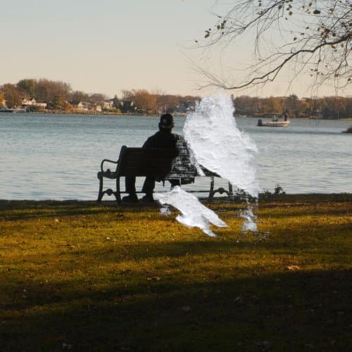 Might As Well've Been You album cover - person sitting on bench by water