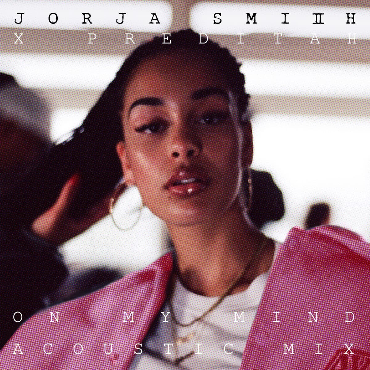 On My Mind (Acoustic Mix) single cover: Jorja Smith in a pink jacket